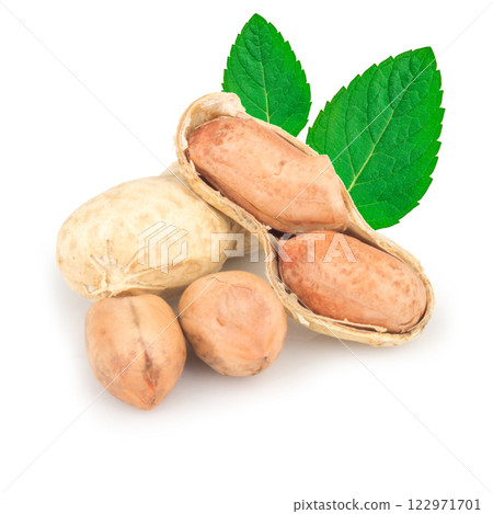 Peanuts isolated on white background Peanuts isolated on white background 122971701