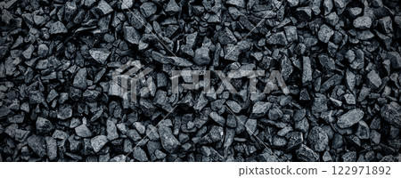 Black volcanic stone. Surface of basalt or granite close-up. Dark rough and textured rock. Black volcanic stone. Surface of basalt or granite close-up. Dark rough and textured rock. 122971892