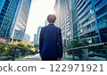 A businessman standing between buildings 122971921