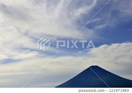 Clouds dancing over Mt. Fuji in summer at Kagikake in the Misaka Mountains 122971969