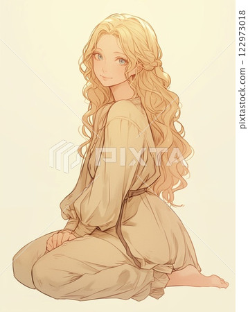 中世紀歐洲風格的睡衣美女 122973018