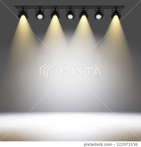 Realistic Stage Lights Illuminating Empty Space for Performance Art 122973156