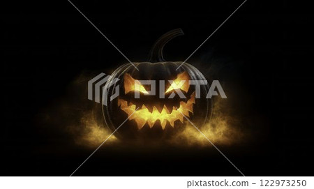 Spooky Glowing Carved Pumpkin Face for... - Stock Illustration ...