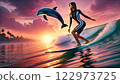 海豚和衝浪者 122973725