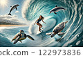 海豚和衝浪者 122973836