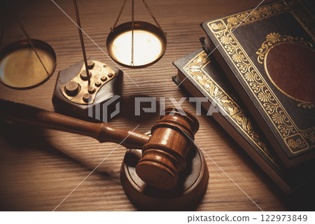 Judge gavel and book, law concept 122973849