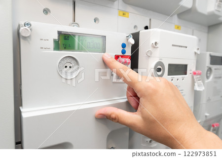 Electric energy meter. Energy bills concept 122973851