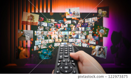 Media concept multiple television screens 122973875