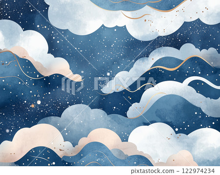 Rinpa cloud and wave background 122974234