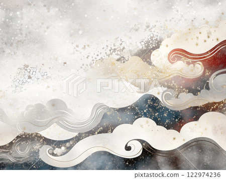 Rinpa cloud and wave background 122974236