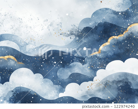 Rinpa cloud and wave background 122974240