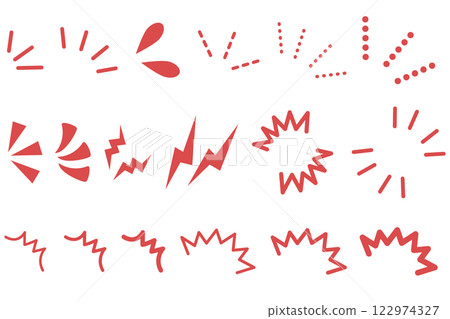 Notice, surprise, attention, emphasis, illustration set of red icons Notice, surprise, attention, emphasis, illustration set of red icons 122974327
