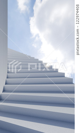 白色的螺旋樓梯延伸至天空 122974408