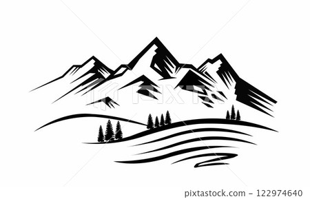 vector, mountain, icon 122974640