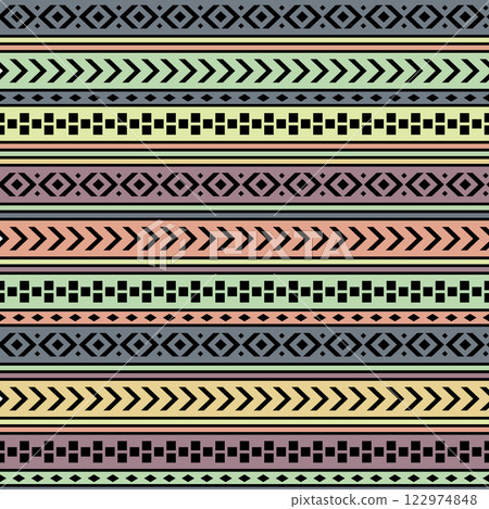 Seamless ornament. Colorful pattern of traditional national patterns. Background for textiles, textures, prints, wallpapers, clothes and interior, An idea for creative design 122974848