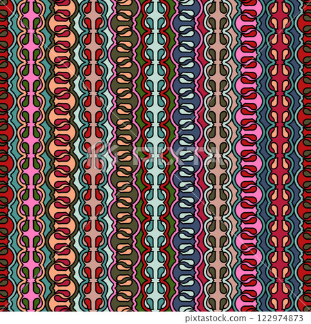 Seamless colorful ornament. Abstract pattern for clothing, textile embroidery and knitting. A background for textures, prints, wallpapers and an idea for creative design 122974873