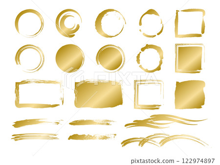 Golden Japanese style brush background frame set Golden Japanese style brush background frame set 122974897
