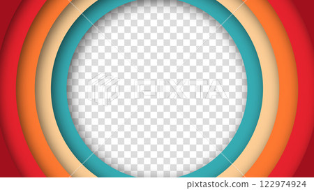 Abstract 1970s 1960s and 1950s background design in the form of circles with transparent background in retro style. Vector illustration. Copy space for text. 122974924