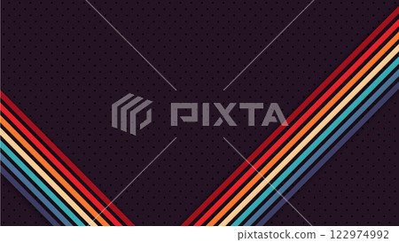 Simple abstract retro futuristic design in 1970's 1980's 1960's style with colorful lines. Vector illustration. Funky technology background. 122974992
