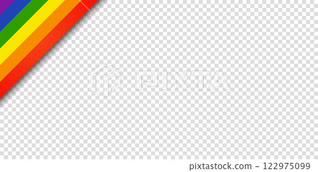Abstract geometric red, orange, yellow, green, blue and purple lgbt color background. LGBTQ or LGBT Historical Pride Month. Transparent background with rainbow color ribbon. Copy space for text. 122975099