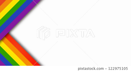 Abstract geometric red, orange, yellow, green, blue and purple ribbon lgbtq color isolated white background. Lgbt Pride History Month color background with copy space for text. Vector illustration 122975105
