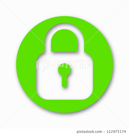 Green padlock icon isolated on white background. Symbol sign lock. Vector illustration. Green padlock icon isolated on white background. Symbol sign lock. Vector illustration. 122975174
