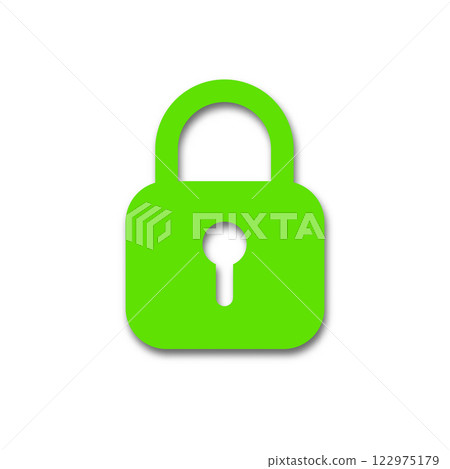 Green padlock icon isolated on white background. Symbol sign lock. Vector illustration. 122975179