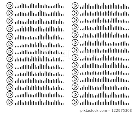 Audio wave. icon sound song. Voice message. Podcast set waves. Symbols on white isolated background. Vector illustration. EQ Audio wave. icon sound song. Voice message. Podcast set waves. Symbols on white isolated background. Vector illustration. EQ 122975308