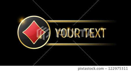 Diamonds sign on round button. User interface ui ux element for mobile app or website. Casino or poker themed navigation bar on black background. Diamonds sign on round button. User interface ui ux element for mobile app or website. Casino or poker themed navigation bar on black background. 122975311