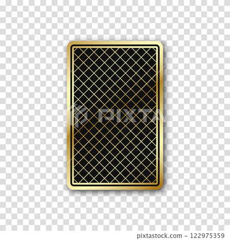 Playing poker card on transparent background. Black and gold back side design. Vector illustration. Playing poker card on transparent background. Black and gold back side design. Vector illustration. 122975359