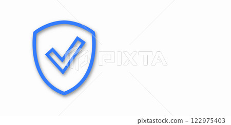 Banner shield check mark icon. Place for your text. Cope space. Vector illustration 122975403