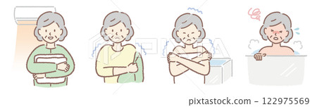 Heat shock senior woman illustration set 122975569