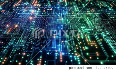Futuristic electronic circuit digital art Futuristic electronic circuit digital art 122975709