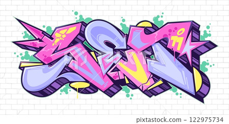 Street Art Hip Hop Abstract Word Set Graffiti Style Font Lettering Vector Illustration Template Art 122975734