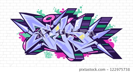 Cool Urban Hip Hop Abstract Word Tes Graffiti Style Font Lettering Vector Illustration Template Art 122975738