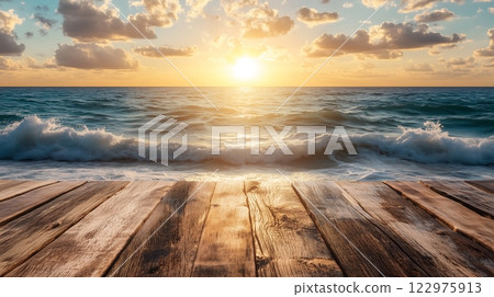 sun setting into the sea 122975913