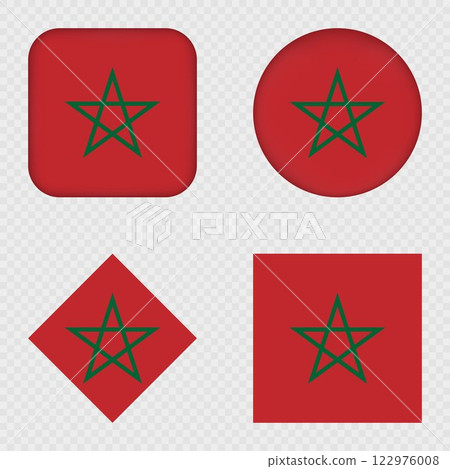 Morocco Flag Icons Pack. Vector illustration. Morocco Flag Icons Pack. Vector illustration. 122976008