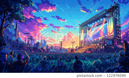 Summer music festival stage 122976090