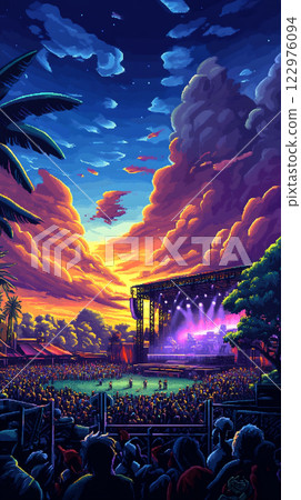 Summer music festival stage Summer music festival stage 122976094