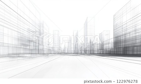 Architectural sketches of a future city 122976278