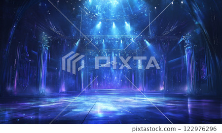 Spotlight shining stage background 122976296