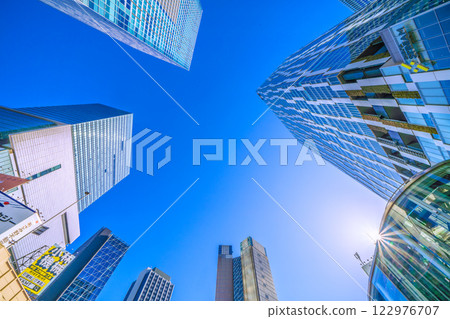 New landscape of Tokyo cityscape in Japan. Along with Shibuya's skyscrapers, Hikarie and Stream, Aksh 122976707