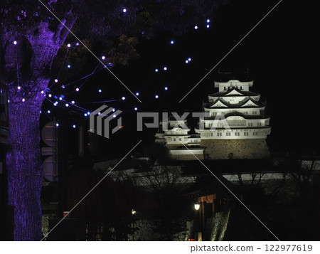 Night view of the national treasure Himeji Castle in winter 2024 122977619