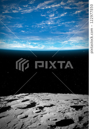 Moon and Earth. 122977850