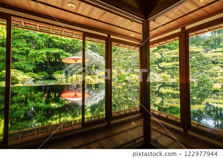 Fresh green former bamboo forest inn 122977944