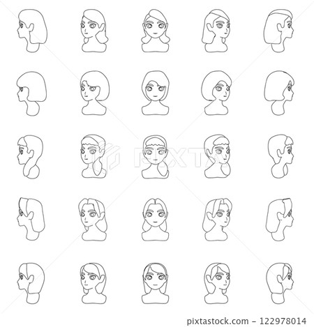 Illustration material of women with various hairstyles 122978014