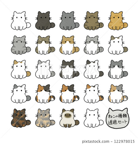 各種貓咪的透明插圖 各種貓咪的透明插圖 122978015