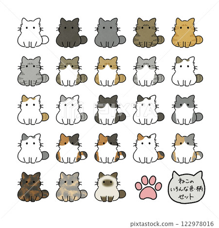 各種貓品種的插圖 122978016