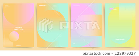 Retro futuristic poster or cover template backgrounds. Abstract gradient designs with minimalist geometric elements for stylish branding and modern advertising. 122979327