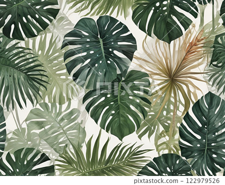 Trendy Botanical Print of Modern Jungle Design for Apparel and Decor 122979526